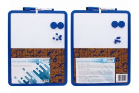 BLUE WHITEBOARD WITH PINBOARD KIT BLUE MARKER, ERASER, MAGNETS