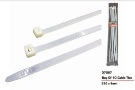 JAK Cable Ties - White - 550 x 9mm - Pack of 10