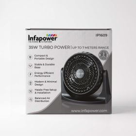 Infapower 8" 35W Black Turbo Powered Fan