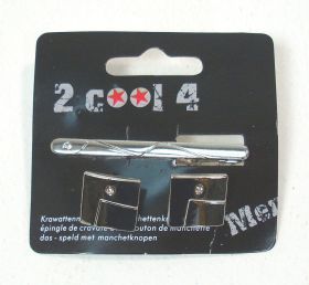 2 COOL 4 HAND CUFFLINK SET WITH TIE CLIP