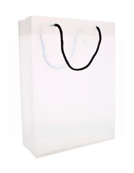 GIFT BAG WHITE WITH BLACK ROPE HANDLE 