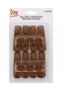 DINA SELF ADHESIVE BROWN HOOKS 8 PC 