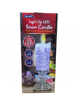 What! Light Up LED Snow Candle Chrome Base