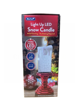 What! Light Up LED Snow Candle Red Base