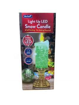 What! Light Up LED Snow Candle Gold Base