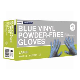 Clearly Blue Vinyl Powder-Free Gloves Large 100 pack