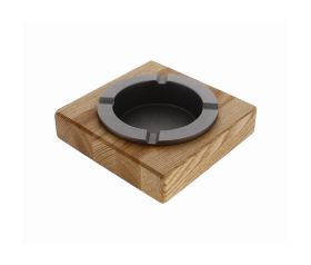 WOODEN ASHTRAY FEATURING METAL INSERT