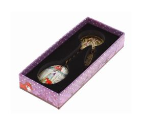 SANTORO LONDON PRINCESS & FOX OVAL METAL/GLASS KEYRING