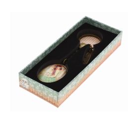 SANTORO LONDON PRINCESS & OWL OVAL METAL/GLASS KEYRING