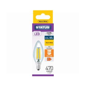 Status Filament LED Candle Bulb - SES Clear - Warm White - E14 - 4.5W=40W
