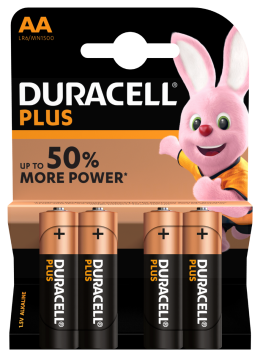 DURACELL PLUS POWER AA 4 PACK ALKALINE