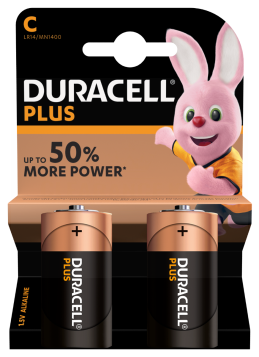DURACELL PLUS POWER C 2 PACK ALKALINE