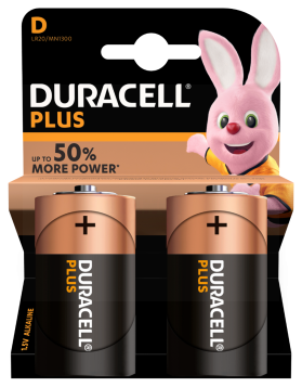 DURACELL PLUS POWER D 2 PACK ALKALINE