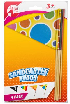 RED DEER TOYS - SANDCASTLE FLAGS - ASSORTED DESIGNS - PACK OF 4