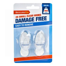 SECURE FIX - SMALL CLEAR HOOKS CLIPSTRIP - PACK OF 2