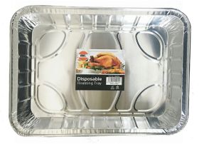 Foil Rectanglar Deep Large Disposable Aluminium Roasting Tray  - Approximate Size 44Cm X 33.5Cm