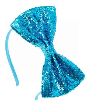 CLAIRE'S BLUE SEQUIN BOW HEADBAND