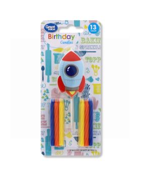 SPACE THEMED MULTICOLOURED BIRTHDAY CANDLES 13 PCS