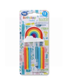RAINBOW THEMED MULTICOLOURED BIRTHDAY CANDLES 13PCS