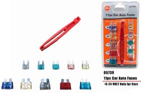 11pc Car Auto Fuses - 6v-24v - With Tool