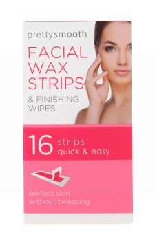 Pretty Smooth Facial Wax Strips & Finishing Wipes - Pack of 16 - EXP: 08/27