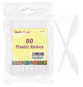 PLASTIC KNIVES WHITE 80 PIECES