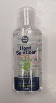 Care & Heal Hand Sanitiser with Aloe Vera - Clear - 60ml - Exp: 11/22