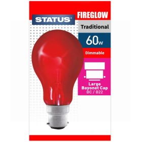 Status Traditional GLS B22 Pearl Bulb - Large Bayonet Cap - 60w Fireglow - Pack of 10