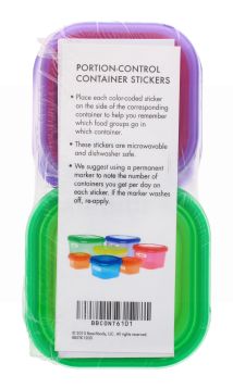 SQUARE FOOD CONTAINER WITH STICKERS 7PC BPA FREE