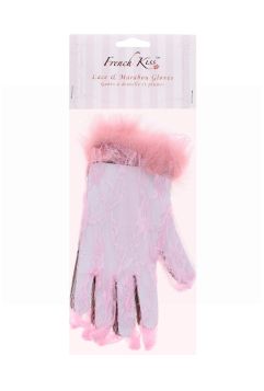 PINK LACE & MARABOU GLOVES LADIES