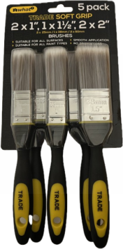 What! Soft Grip Paint Brushes - Assorted - Pack of 5