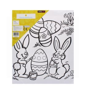 EASTER CANVAS BOARD W/ PAINTS & BRUSH 7 PCS