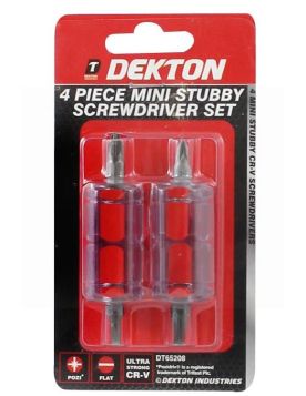 DEKTON 4 PIECE MINI STUBBY SCREWDRIVER SET