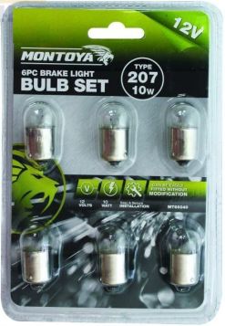 Montoya Brake Light Bulb Set - Type 207 - 10W - Pack of 6