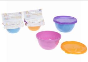 Baby First Re-Usable Bowls with Lids - Assorted Colours - 236ml - Pack of 2