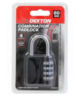 Dekton Ultra Strong Steel Combination Padlock - 80mm