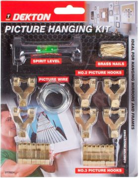 Dekton Picture Hanging Kit with Nails, Hooks, Levels and Wire 