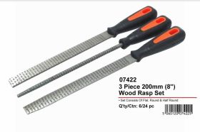 JAK Heavy Duty 8" Wood Rasp Set - 200mm - Pack of 3 - Assorted Shapes 