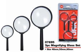JAK Magnifying Glass Set - Assorted Sizes - Pack of 3