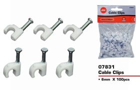 JAK Plastic Cable Clips - 6mm - Pack of 100