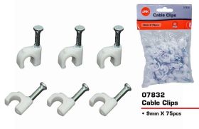 JAK Plastic Cable Clips - 9mm - Pack of 75