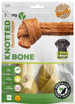 I Love My Pet - Knotted Peanut Butter Bone - Pack of 2 - 60G