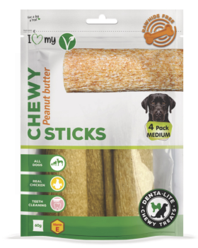 I Love My Pet - Chewy Peanut Butter Sticks - 60G - Pack of 4