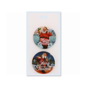 Santa and "Merry Christmas" design Badge - Pack of 2