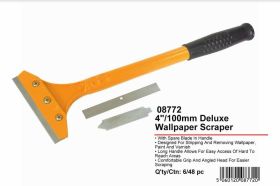 JAK 4" (100mm) Deluxe Wallpaper Scraper with Spare Blade in handle