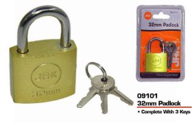JAK Brass Padlock with 3 Keys - 32mm