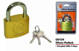 JAK Brass Padlock with 3 Keys - 50mm
