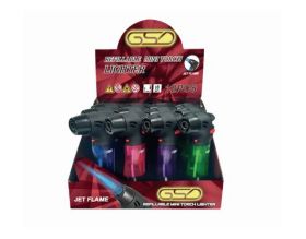 GSD Refillable Jet Flame Mini Torch Lighter - Assorted Colours