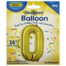 GSD Gold Foil Balloon - 34" - Number 0