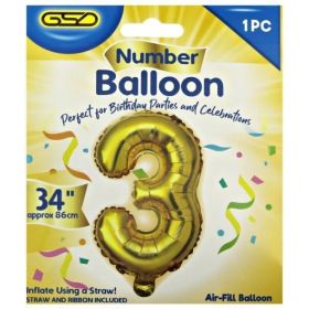 GSD Gold Foil Balloon - 34" - Number 3